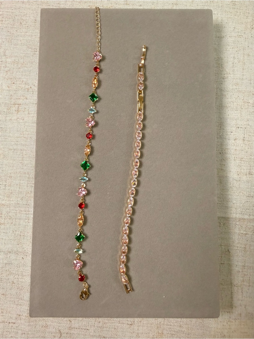2-Piece 3A CZ Tennis Bracelet Set โ Multicolor & Lavender